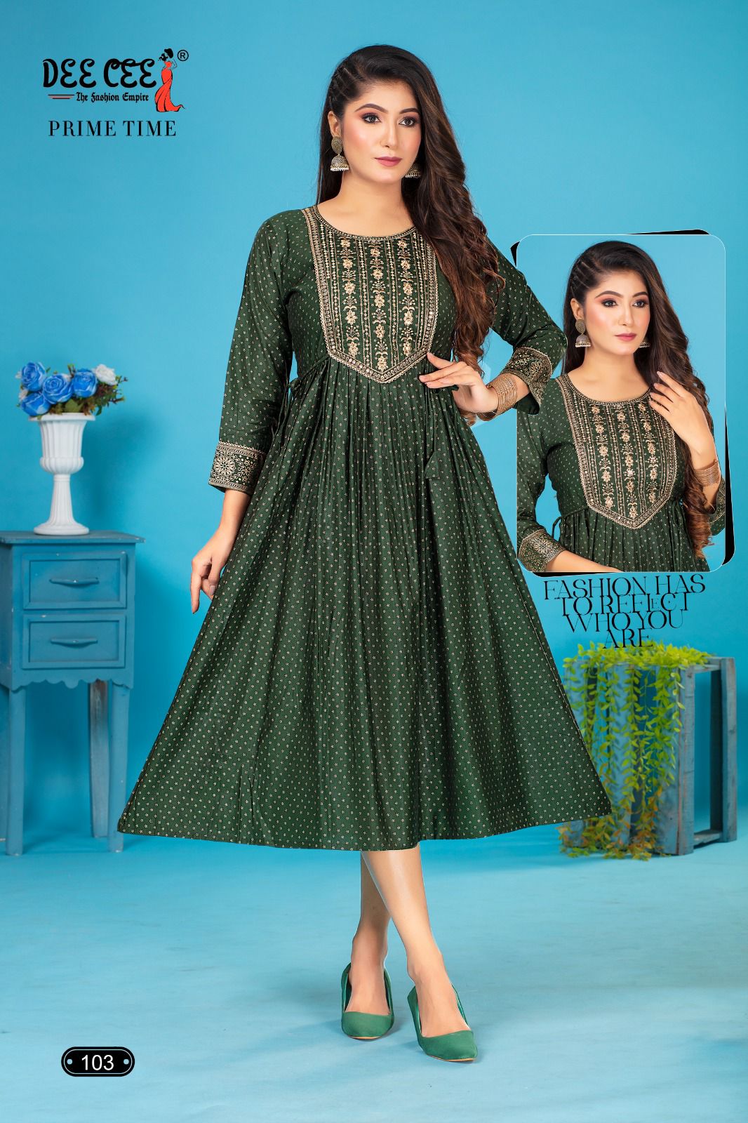 Prime Time By Dee Cee Chanderi Printed Designer Kurtis Wholesale Market In Surat 
